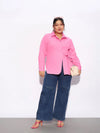 Women Pink Poplin Tie Up Shirt