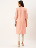 Women's Peach Solid Straight Kurta-DF-1195-Peach