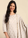 Women's Grey Printed Kurta Set-BSM-1597-Grey