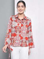 Multi Printed Tie-up Sleeve Shirt