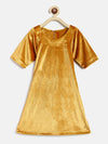 Tales & Stories Girls Golden Polyester Half Sleeve Bodycon Fit Solid Dress