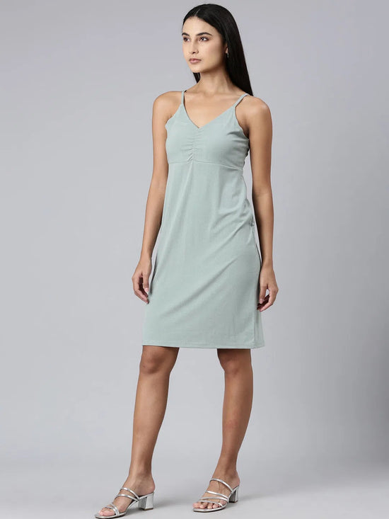 Women Sea Green Solid Bodycon Dress-AE-515-Seagreen