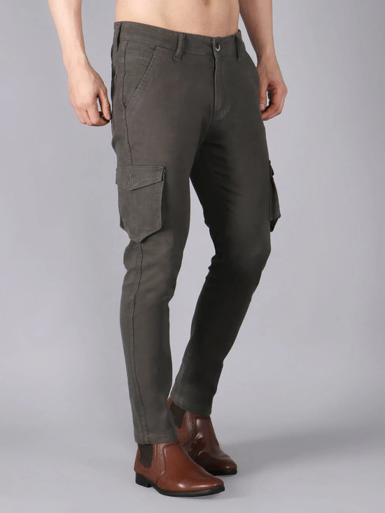 Solid Cargo Pants with 6 pockets-Grey-HC3020-30