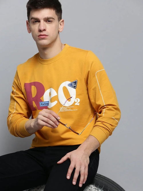 Men Yellow Printed Casual Sweatshirt-BP-1438-Yellow