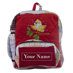 Upcyclie Patchwork Quilted Water Resistant Lining Eye Catching, Toddler Backpack With Embroidery Name With Front Pocket (Singing Bird) _Multicolor 43.18x33x20.32x6 cm