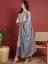 Ahika Viscose Abstract Grey Indian Ethnic