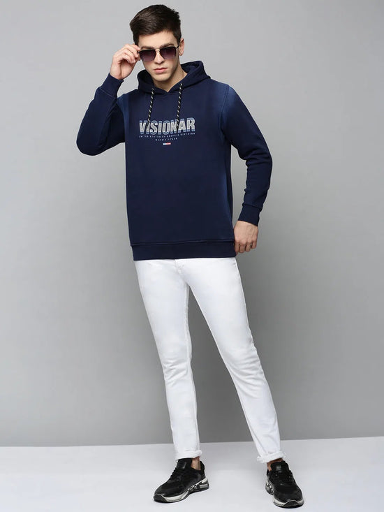 Men Navy Solid Hoodies-OD-6032-Navyblue