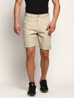 Men Beige Printed Shorts-ORBIT-12-Beige