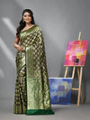 Eggplant Silk Banarasi Saree With Zari Woven Designs-MA52BSL441050017