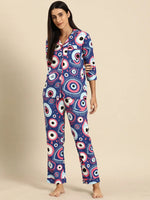 Shirt Pyjama nightwear set in Blue Evil Eye Print