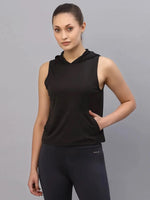 Rigo Black Hooded With Kangaroo Pocket Sleeveless Activewear Top