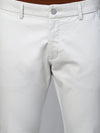 Genips Men's Off White Cotton Stretch Caribbean Slim Fit Solid Trousers Blue