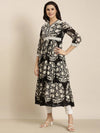 Women Anarkali Black Floral Kurta-ON-752-Black