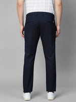 Genips Men's Cotton Stretch Caribbean Slim Fit Navy Self Design Trousers