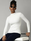 Women Off White Solid Fitted Top-SNC-975-Offwhite