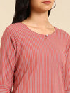 Women's Purple Striped Kurta Set-SKC-853-Mauve