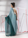 Teal Cotton Saree With Stripes Pattern Sequine Work-MA55CT06500129