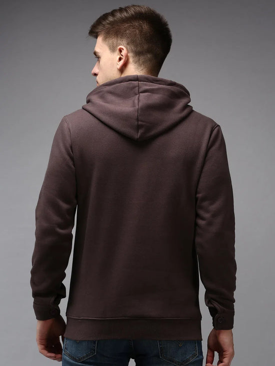 Men Brown Solid Sweatshirt-EX-2642-Coffeebrown