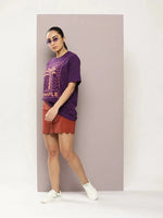 Dillinger Purple Graphic Oversized T-Shirt-WMNCR465GRL-XS