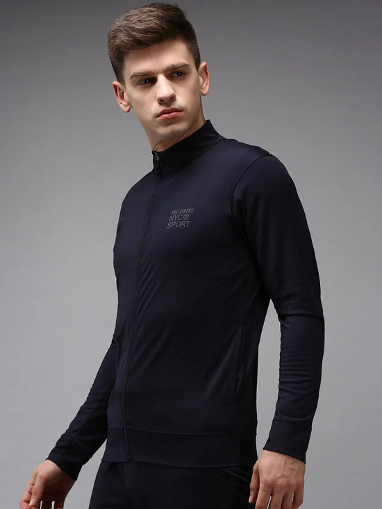 Men Blue Solid Sweatshirt-DF-022-Navyblue