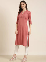 Women Mauve Solid Straight Kurta-NJ-1078236-Mauve