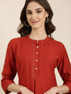 Women Rust Solid Straight Kurta-DF-1577-Rust