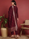 Ahika Polyester Ethnic motifs Maroon Indian Ethnic-PKSKD2402_XS