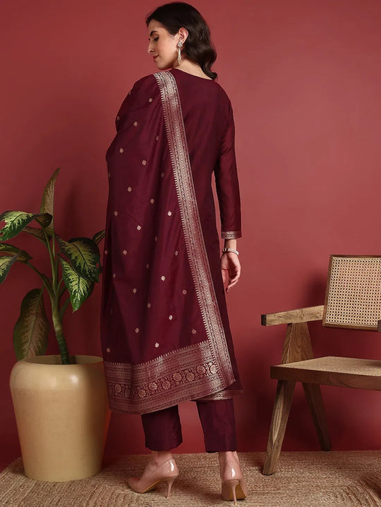 Ahika Polyester Ethnic motifs Maroon Indian Ethnic-PKSKD2402_XS