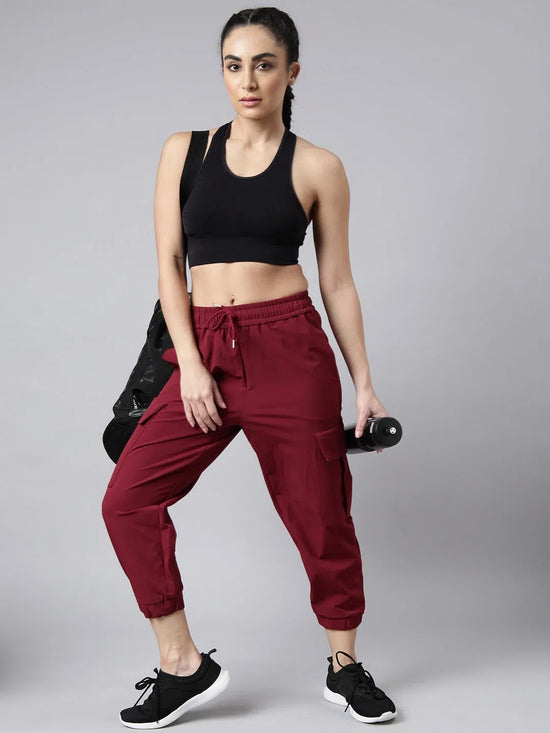 Women Solid Slim Fit Maroon Joggers Track Pant-AE-10905-Maroon