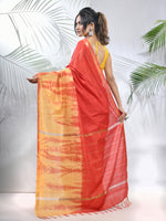 Yellow And Red Shibori Printed Silk Saree-MA56BSL34660009