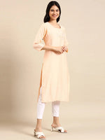 Women's Pink Solid Straight Kurta-SKC-3362-Peach