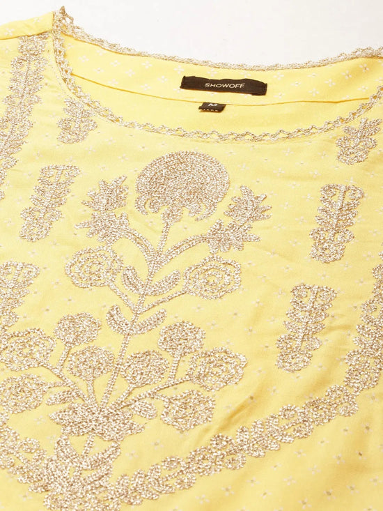 Women Yellow Floral Kurta Set-GW-3368-Yellow