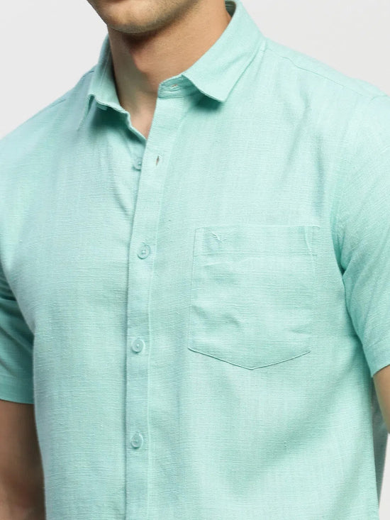 Men Green Solid Shirt-BRION-1804-Seagreen