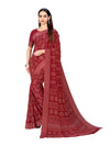 Vimla Women's Red Crepe Silk Uniform Saree with Blouse