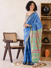 Saree Mall Women's Cotton Blue Printed Ready To Wear With Blouse Piece-RTWMINAXI7401A