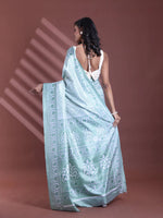 Mint Green Silk Soft Saree With Floral Print-MA60BSL01400068