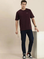 Dillinger Maroon Graphic Oversized T-Shirt-DLMOV157WINE-S