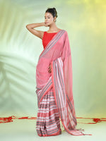 Rose Pink Cotton Soft Saree With Woven Nakshi Borders-MA62CT33660067