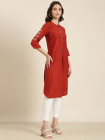 Women Rust Solid Straight Kurta-DF-1577-Rust