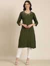 Women Olive Solid Straight Kurta-DF-1562-Olive