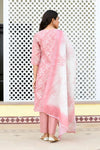 Vaasva Women Pink Tissue Linen Embroidered Solid Kurta Set With Solid Pants & Printed Dupatta-143-Vaas-Pink