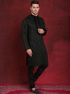 Sequins Embroidered Kurta Pyjama Set for Men-JOKP-B-P-5030Olive