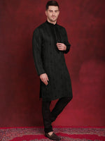 Sequins Embroidered Kurta Pyjama Set for Men-JOKP-B-P-5030Olive