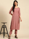 Women's Mauve Embroidered Kurta Set-SKC-884-Mauve