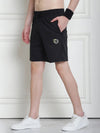 Venitian Men Cotton Printed Black Shorts