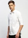 Men White Solid Shirt-RAYMONDSDOBBY-263-White