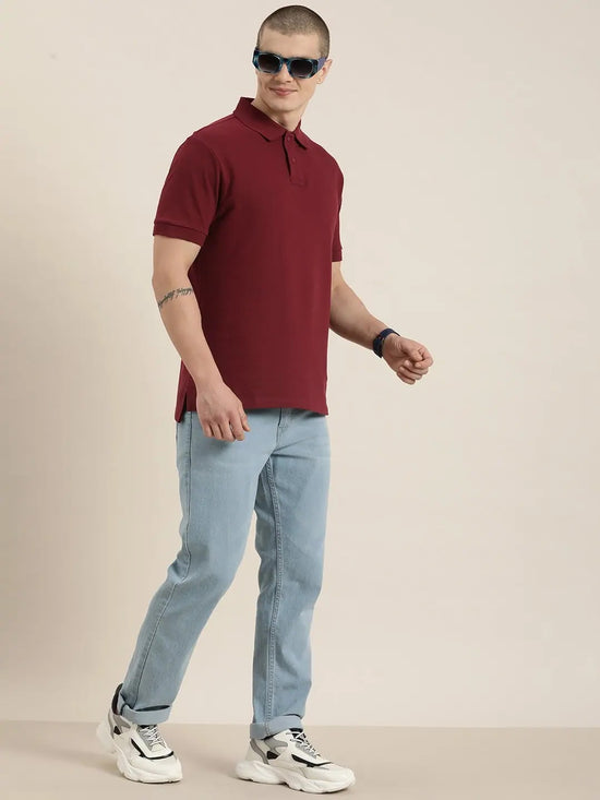 Dillinger Maroon Solid Regular Polo T-shirt-DLPOL003MRN-S