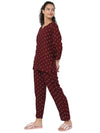 Smarty Pants Women's Cotton Maroon Color Polka Dot Print Night Suit