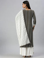 Women's Olive Printed Kurta Sets-SB32389-Olive