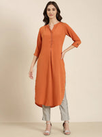 Women Rust Solid Straight Kurta-SKC-7910-Rust